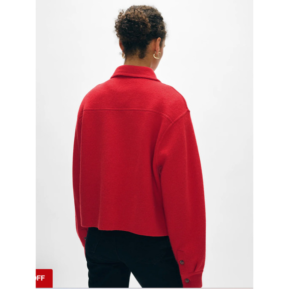 NWOT White + Warren Cashmere Luxe Oversize Cropped Shacket Sz S Desert Red 3C513 - Picture 3 of 14